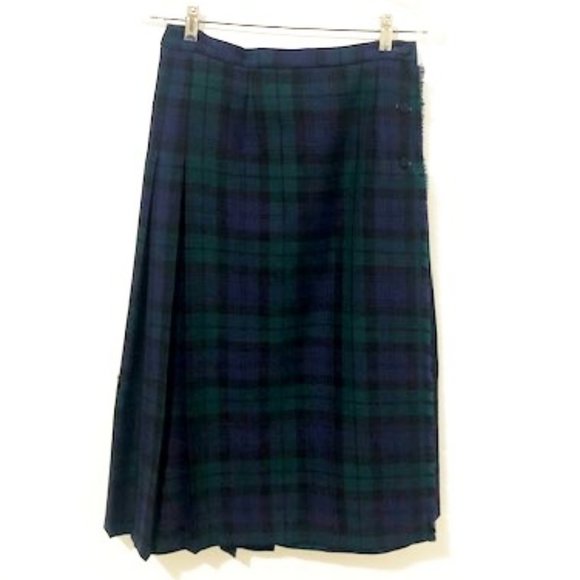 Vintage Bonda Black Watch Tartan Plaid Wool Wrap Skirt Nova Scotia - Picture 1 of 5